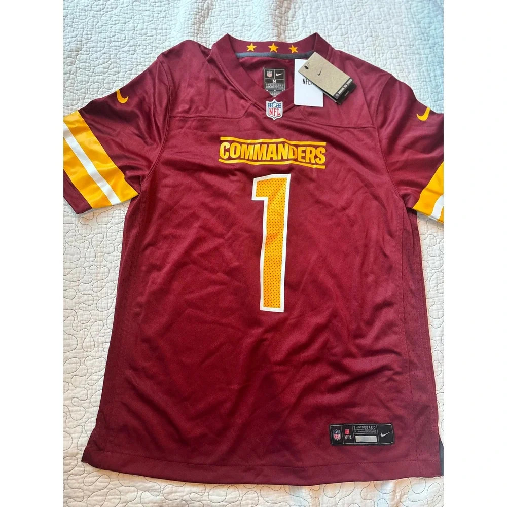 Nike Mens Washington Commanders Curtis Samuel 1 Jersey Burgundy Gold Medium